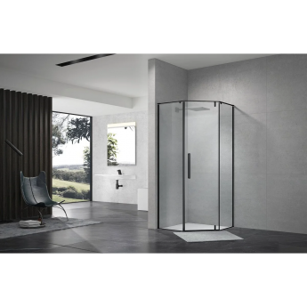 Душевой уголок TERMINUS АЛЬБА 04, 4EW100х100B, 100 x 100 см, стекло прозрачное, профиль черный матовый