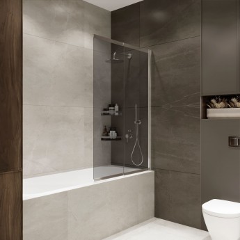 Шторка на ванну слайдер TERMINUS НОТО 01 1500х900 проф.хром, тонированная